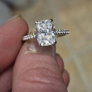GRA Certified 3 Carat* Cushion-Cut Moissanite Ring Size 7 US